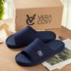 imageVeraCosy Mens Open Toe Slippers Breathable Corn Knit Memory Foam with Non Slip SoleIndigo Blue