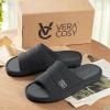 imageVeraCosy Mens Open Toe Slippers Breathable Corn Knit Memory Foam with Non Slip SoleLight Gray