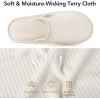 imageVeraCosy Womens Comfy Scuff Slippers Soft Terry Cloth Memory Foam Home House ShoesCream White