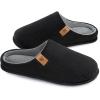 imageVeraCosy Mens Cozy Slipon Slippers Corduroy Memory Foam Indoor House ShoesDark Black