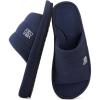 imageVeraCosy Mens Open Toe Slippers Breathable Corn Knit Memory Foam with Non Slip SoleIndigo Blue
