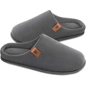 imageVeraCosy Mens Cozy Slipon Slippers Corduroy Memory Foam Indoor House ShoesCool Gray