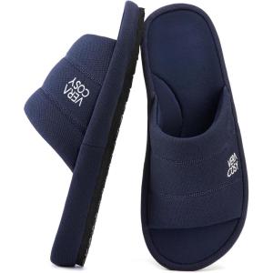 imageVeraCosy Mens Open Toe Slippers Breathable Corn Knit Memory Foam with Non Slip SoleIndigo Blue