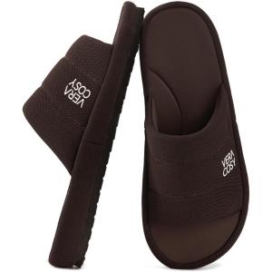 imageVeraCosy Mens Open Toe Slippers Breathable Corn Knit Memory Foam with Non Slip SoleMocha Coffee