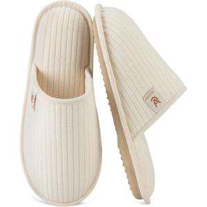 imageVeraCosy Womens Comfy Scuff Slippers Soft Terry Cloth Memory Foam Home House ShoesCream White