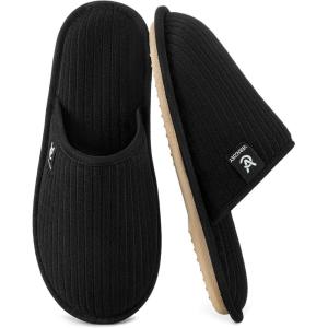 imageVeraCosy Womens Comfy Scuff Slippers Soft Terry Cloth Memory Foam Home House ShoesMatte Black