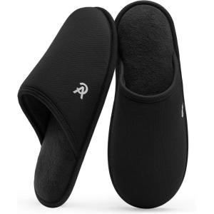 imageVeraCosy Mens Cozy Scuff Slippers NonSlip Corn Knit Memory Foam Indoor House ShoesDark Black
