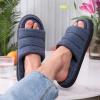 imageVeraCosy Mens OpenToe Slippers Memory Foam Indoor Outdoor House ShoesNavy Blue