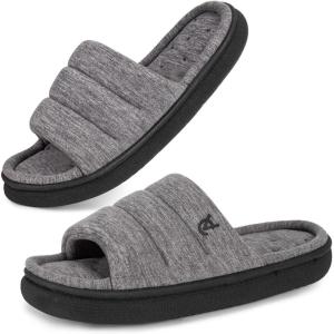 imageVeraCosy Mens OpenToe Slippers Memory Foam Indoor Outdoor House ShoesUltimate Gray