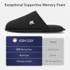 imageVeraCosy Mens Cozy Scuff Slipper Non Slip Corn Knit Memory Foam Indoor House ShoesDark Black