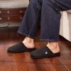 imageVeraCosy Mens Cozy Scuff Slipper Non Slip Corn Knit Memory Foam Indoor House ShoesDark Black