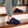 imageVeraCosy Mens Cozy Scuff Slipper Non Slip Corn Knit Memory Foam Indoor House ShoesNavy Blue