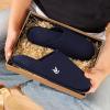imageVeraCosy Mens Cozy Scuff Slipper Non Slip Corn Knit Memory Foam Indoor House ShoesNavy Blue