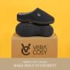 imageVeraCosy Womens TwoTone Slippers Soft Comfy Knit Memory Foam Nonslip Indoor House ShoesMuted Black Gray