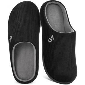 imageVeraCosy Mens TwoTone Memory Foam House Slippers Indoor Outdoor Durable Rubber SoleMuted Black Gray