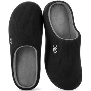 imageVeraCosy Womens TwoTone Slippers Soft Comfy Knit Memory Foam Nonslip Indoor House ShoesMuted Black Gray