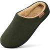 imageVeraCosy Mens Wool Felt Slippers with Comfy Fuzzy Faux Sherpa Slipon Memory Foam for Indoor HouseUmber Green