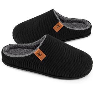 imageVeraCosy Mens Cozy Slipon Slippers Corduroy Memory Foam Indoor House ShoesDense Ink