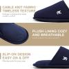 imageVeraCosy Mens Knitted Scottish Slippers with Soft Memory Foam Non Slip Indoor Rubber SoleDark Blue
