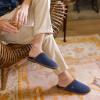 imageVeraCosy Mens Knitted Scottish Slippers with Soft Memory Foam Non Slip Indoor Rubber SoleNavy Blue