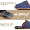 imageVeraCosy Mens Knitted Scottish Slippers with Soft Memory Foam Non Slip Indoor Rubber SoleNavy Blue