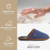 imageVeraCosy Mens Knitted Scottish Slippers with Soft Memory Foam Non Slip Indoor Rubber SoleNavy Blue