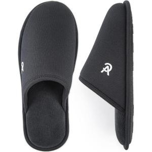 imageVeraCosy Mens Knitted Scottish Slippers with Soft Memory Foam Non Slip Indoor Rubber SoleDark Gray
