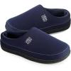 imageVeraCosy Mens Cozy Knit Slipper Comfortable Memory Foam Indoor House Shoes with Nonslip Rubber SoleNavy Blue