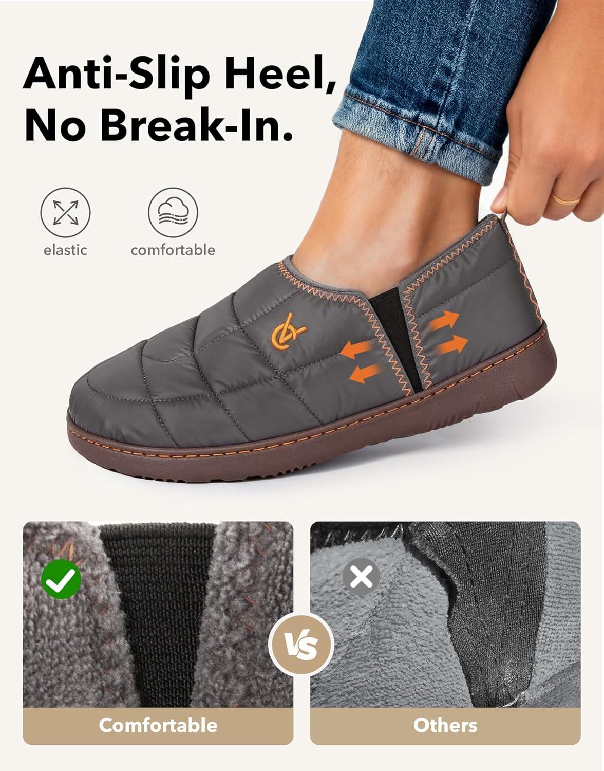 imageVeraCosy Mens Quilted Slippers with Elastic Gore and Anti Skid Outsole for OutdoorCool Gray