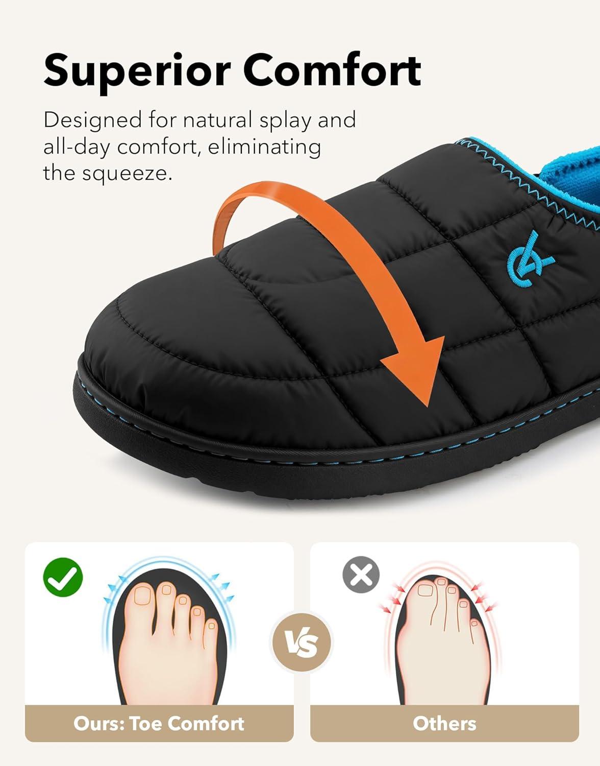 imageVeraCosy Mens Quilted Slippers with Elastic Gore and Anti Skid Outsole for OutdoorKnight Black
