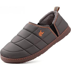 imageVeraCosy Mens Quilted Slippers with Elastic Gore and Anti Skid Outsole for OutdoorCool Gray
