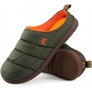 imageVeraCosy Mens Quilted Slip on Slippers with Anti Skid Outsole for OutdoorOlive Drab