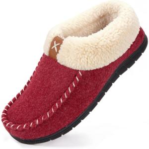 imageVeraCosy Womens Memory Foam Moccasin Slippers  Cozy Indoor House Shoes with Fleece Lining ampamp NonSlip SoleWine Red