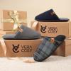 image:imageVeraCosy Mens Corduroy Scuff Slippers Soft Comfy Memory Foam Nonslip Indoor House ShoesWhale Gray Check