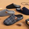 image:imageVeraCosy Mens Cozy Slipon Slippers Corduroy Memory Foam Indoor House ShoesWhale Gray Check