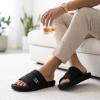 image:imageVeraCosy Mens Open Toe Slippers Breathable Corn Knit Memory Foam Non Slip Sole for HouseDark Black