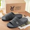 image:imageVeraCosy Mens Open Toe Slippers Breathable Corn Knit Memory Foam Non Slip Sole for HouseLight Gray