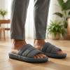 image:imageVeraCosy Mens Open Toe Slippers Breathable Corn Knit Memory Foam Non Slip Sole for HouseLight Gray