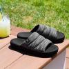 image:imageVeraCosy Mens Open Toe Slippers Breathable Corn Knit Memory Foam with Non Slip SoleFoggy Black