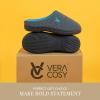 image:imageVeraCosy Womens TwoTone Slippers Soft Comfy Knit Memory Foam Nonslip Indoor Outdoor House ShoesCharcoal Cobalt