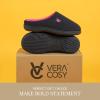 image:imageVeraCosy Womens TwoTone Slippers Soft Comfy Knit Memory Foam Nonslip Indoor Outdoor House ShoesFuchsia Black