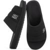 image:imageVeraCosy Mens Open Toe Slippers Breathable Corn Knit Memory Foam Non Slip Sole for HouseDark Black