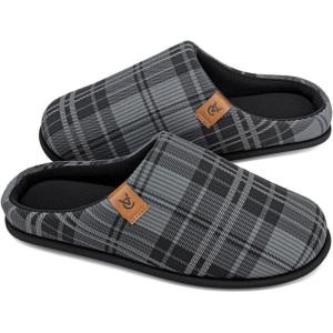 image:imageVeraCosy Mens Cozy Slipon Slippers Corduroy Memory Foam Indoor House ShoesWhale Gray Check