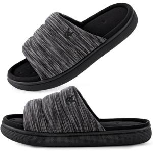 image:imageVeraCosy Mens OpenToe Slippers Memory Foam Indoor Outdoor House ShoesBlack Speckle