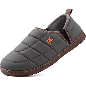 image:imageVeraCosy Mens Quilted Slippers House Shoes with Elastic Gore Anti Skid Outsole for Indoor OutdoorCool Gray