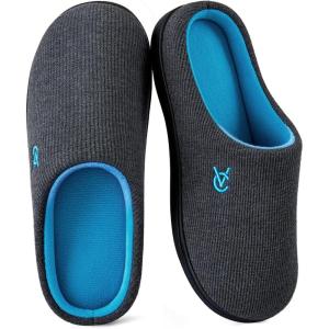 image:imageVeraCosy Womens TwoTone Slippers Soft Comfy Knit Memory Foam Nonslip Indoor Outdoor House ShoesCharcoal Cobalt