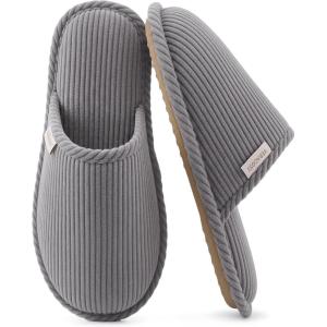 image:imageVeraCosy Womens Corduroy Scuff Slippers with Soft Memory Foam Non Slip OutsoleGray Whisper