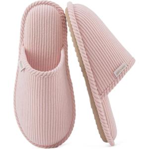 image:imageVeraCosy Womens Corduroy Scuff Slippers with Soft Memory Foam Non Slip OutsoleLace Blush