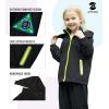 imageSaphiRose Kids Rain Jacket Waterproof Raincoat Mesh Lined Coat with Removable Hood for Boys GirlsBlack