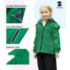 imageSaphiRose Kids Rain Jacket Waterproof Raincoat Mesh Lined Coat with Removable Hood for Boys GirlsGreen